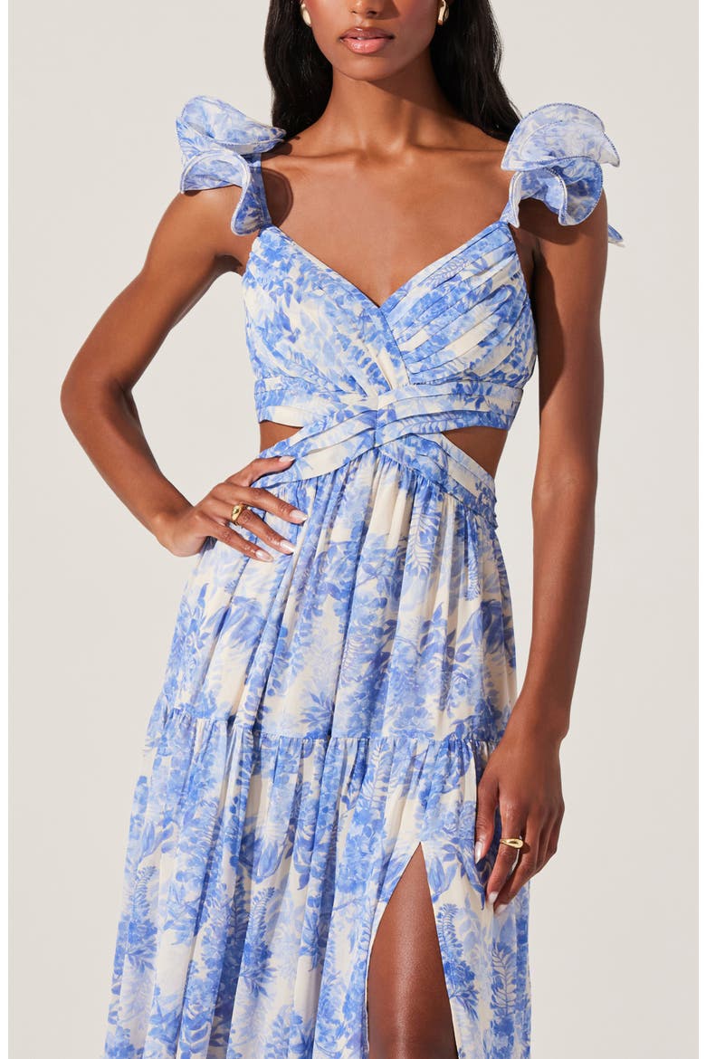 Frittilaria Floral Cutout Detail Maxi Dress, Alternate, color, BLUE FLORAL