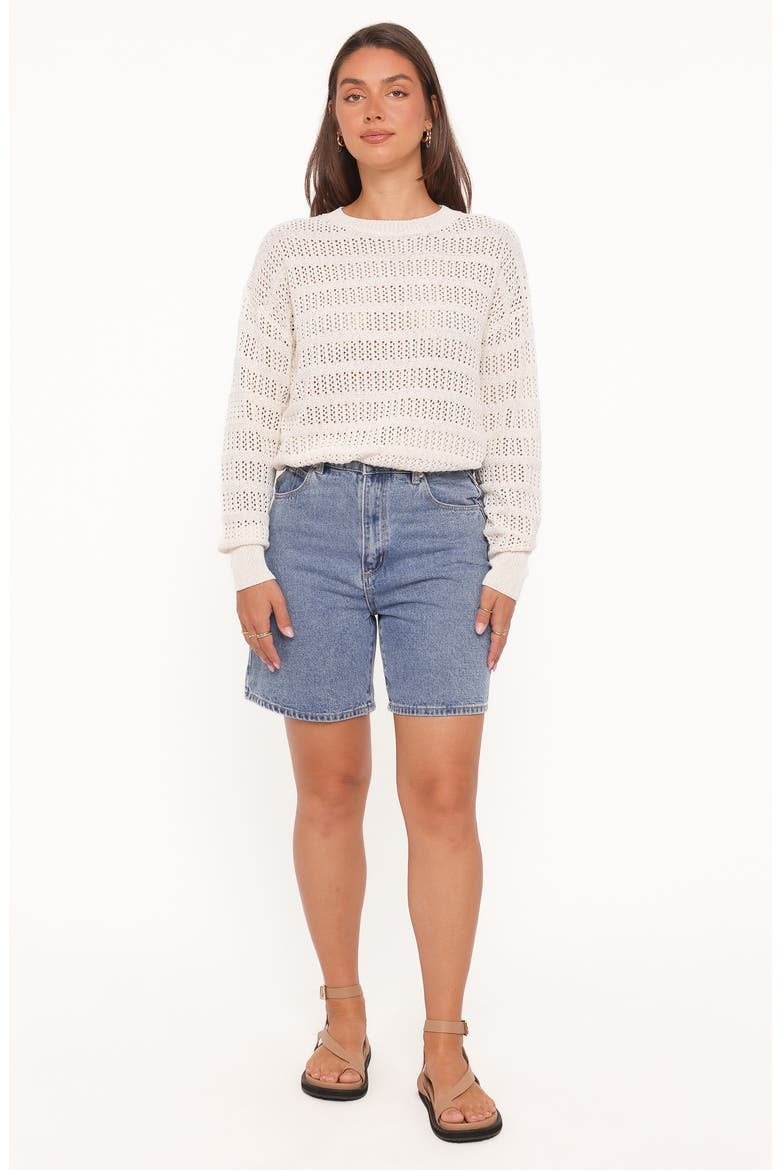 Flavia Open Stitch Sweater, Alternate, color, CREAM