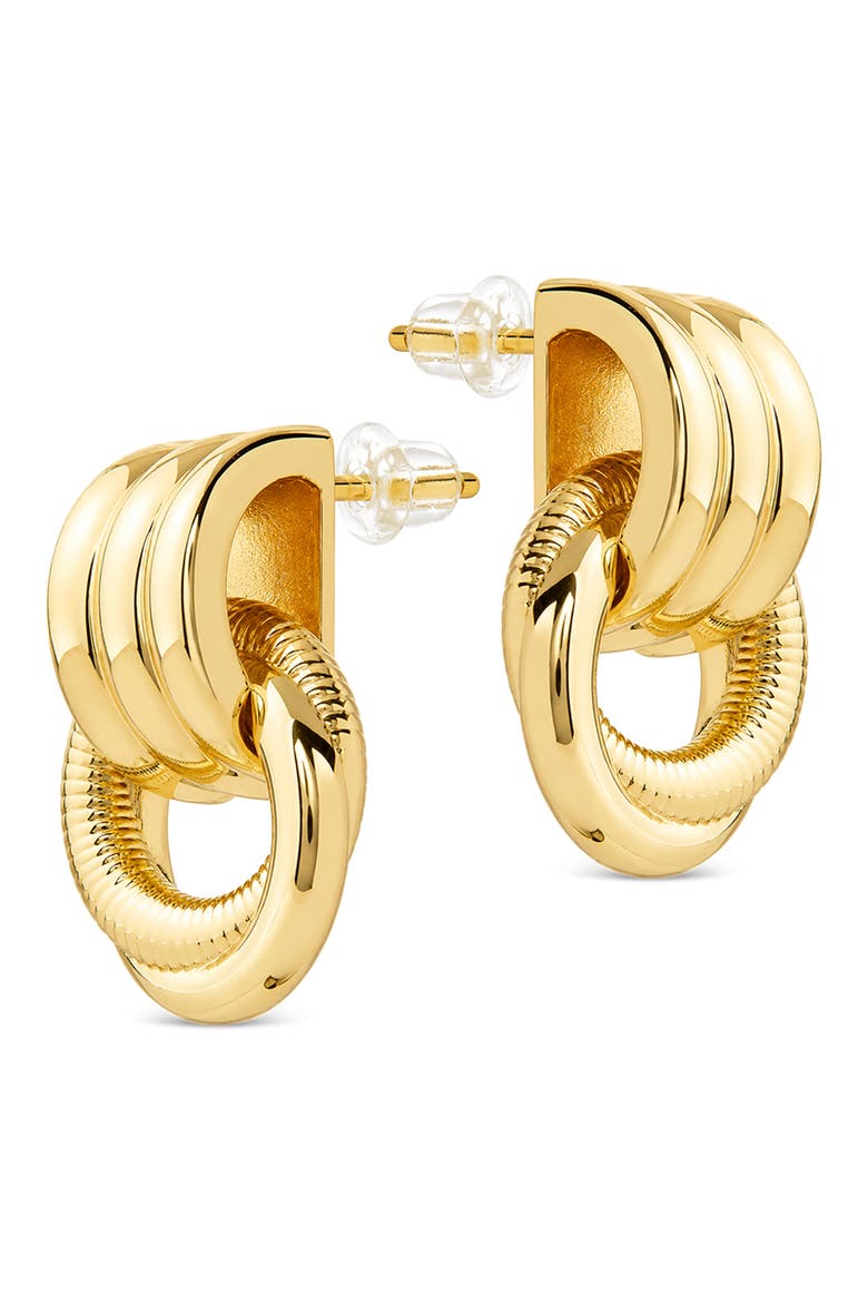 Ribbed Door Knocker Stud Earrings, Alternate, color, GOLD
