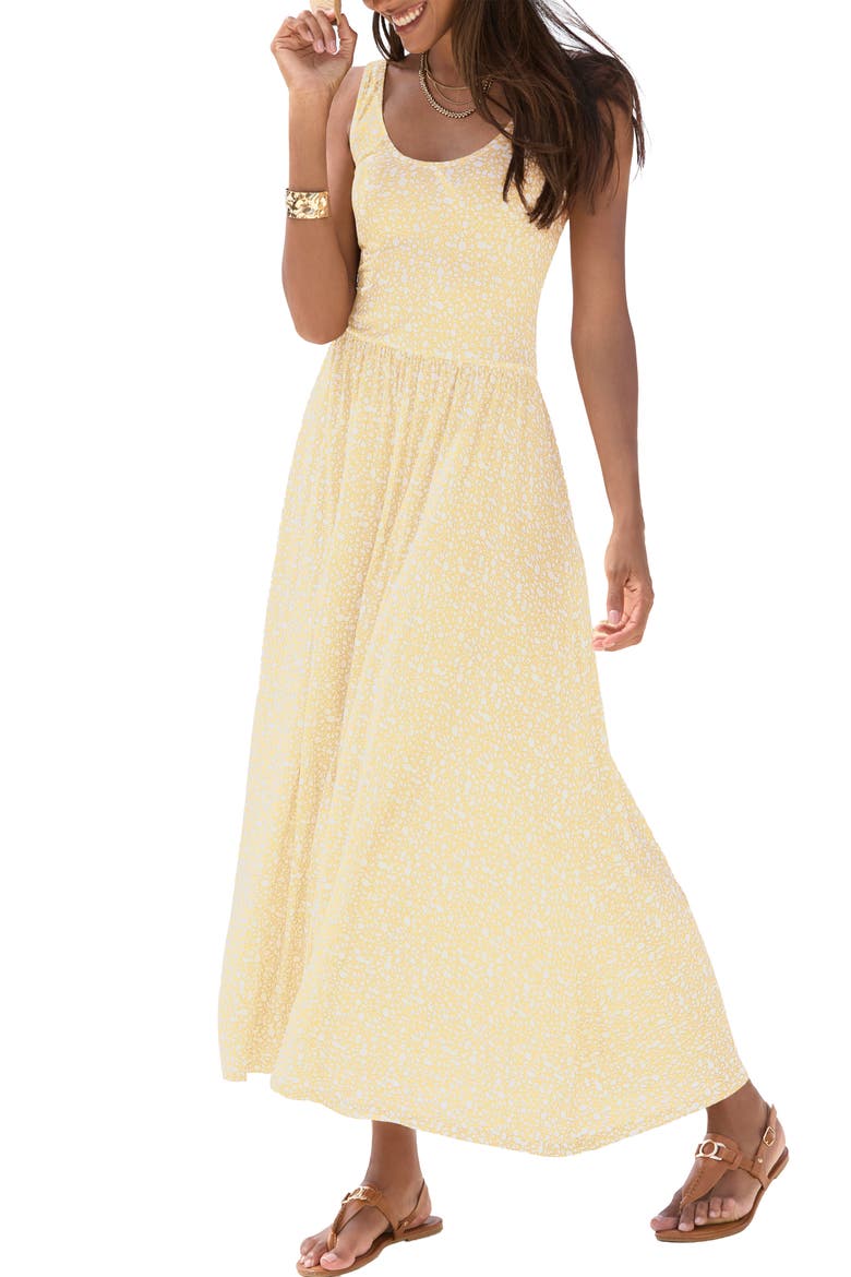 Printed Scoop Neck Dress, Main, color, Yellow