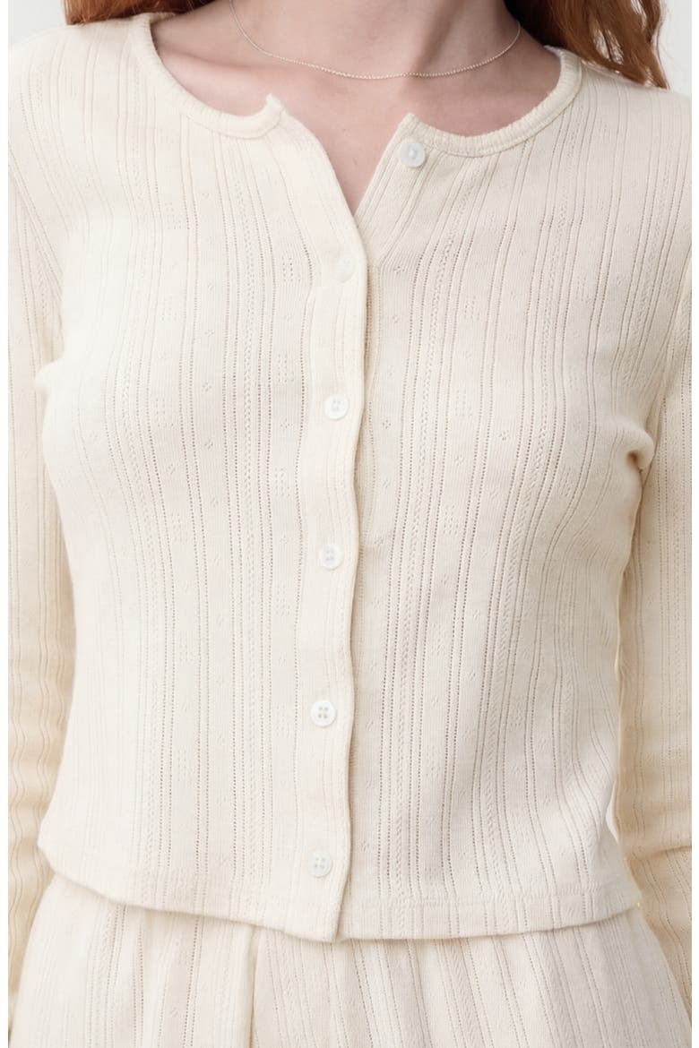Short Sleeve Pointelle Cardigan, Alternate, color, TRANQUIL WHITE