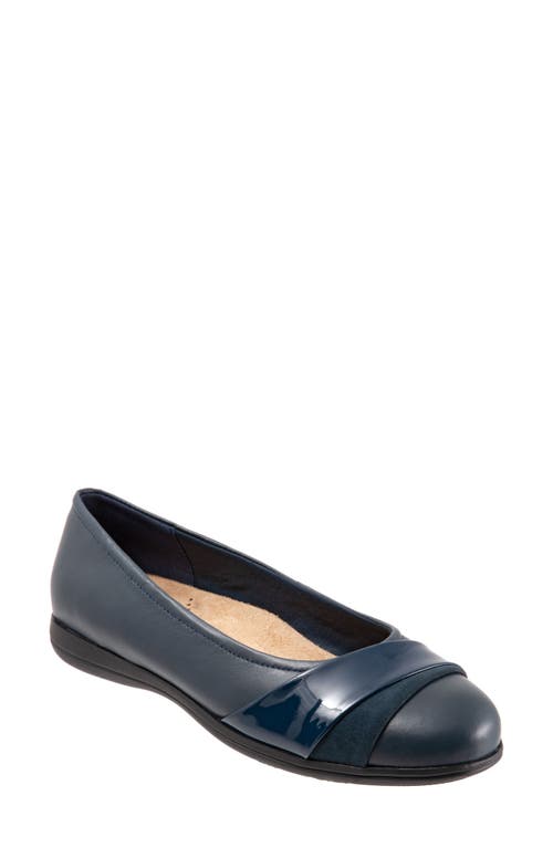 Trotters Danni Leather & Suede Flat in Navy Micro  product
