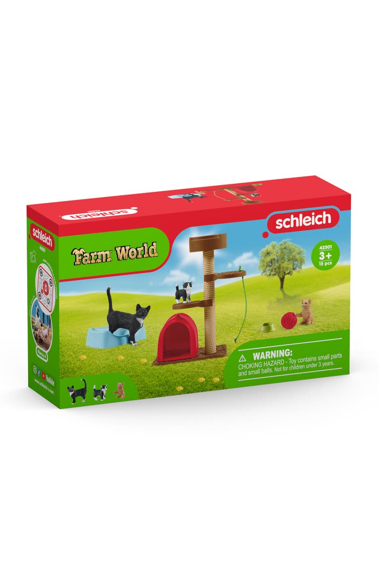 Schleich Farm World Playtime For Cute Cats, Animal Figure Playset, Kids, Alternate, color, Multicolored