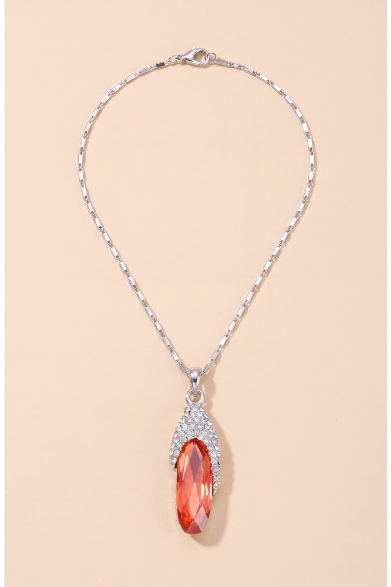 Oval Crystal Pendant Necklace, Main, color, Red