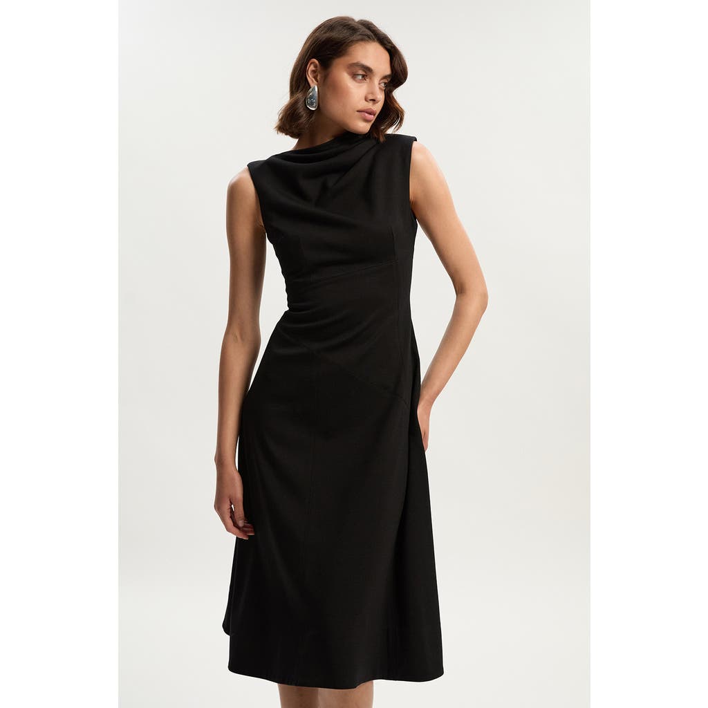 Karen Millen Petite Premium Tailored Midi Dress In Black