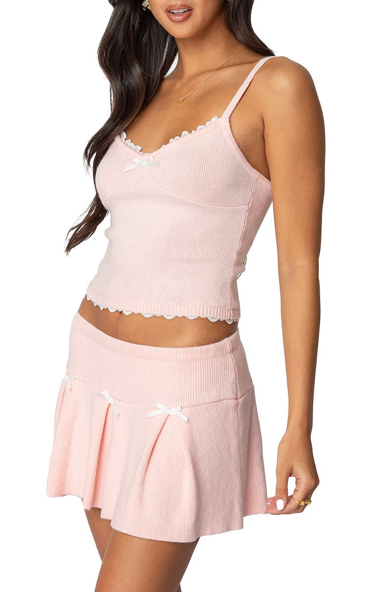 EDIKTED Lace Trim Sweater Camisole, Alternate, color, Light-Pink