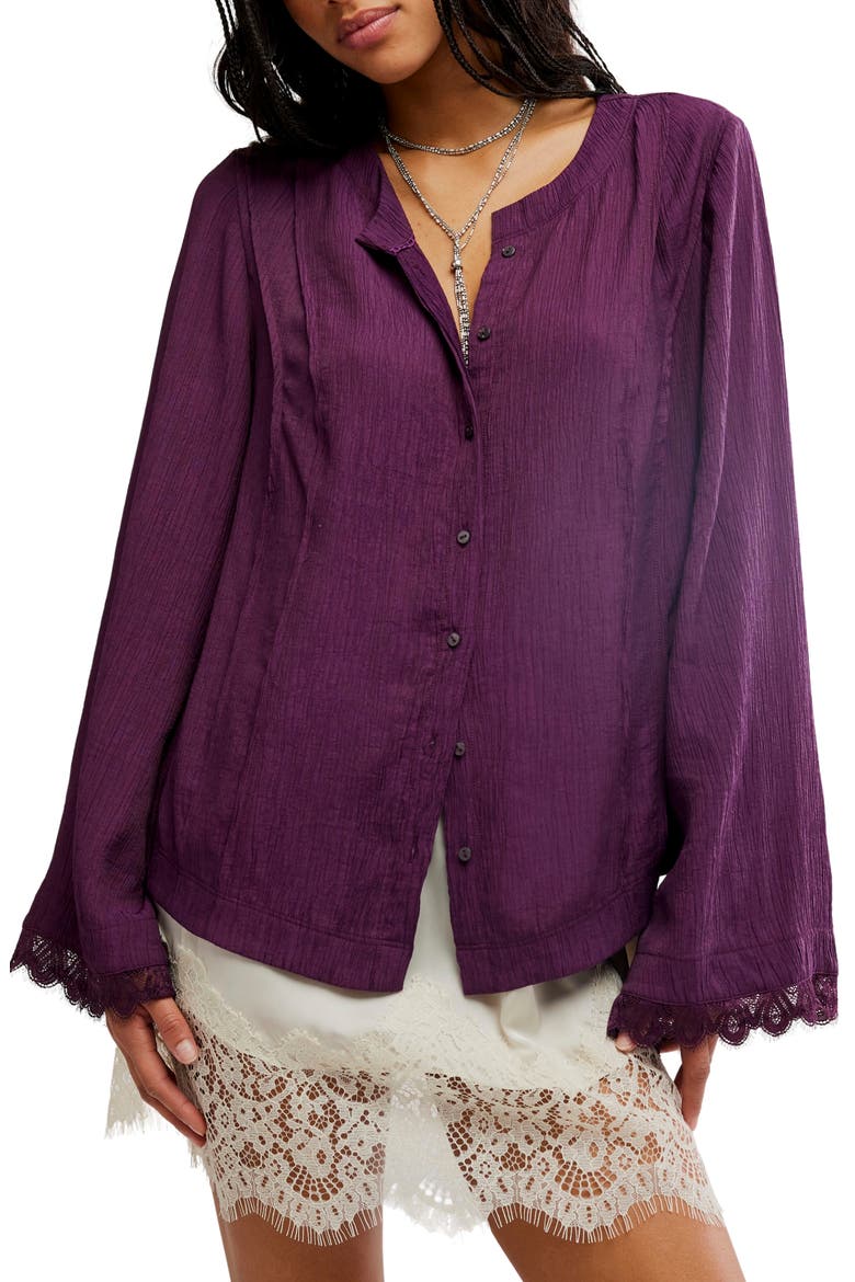 Donni Lace Trim Top, Main, color, ITALIAN PLUM