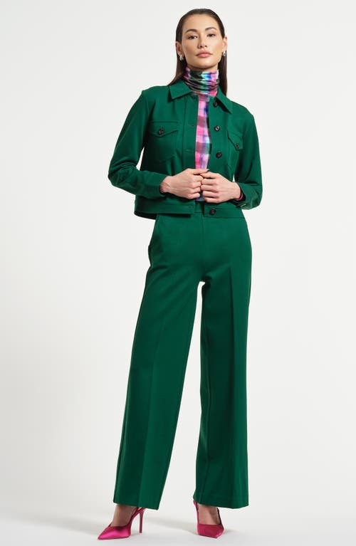 Isaac Mizrahi New York Crop Ponte Jacket In Green