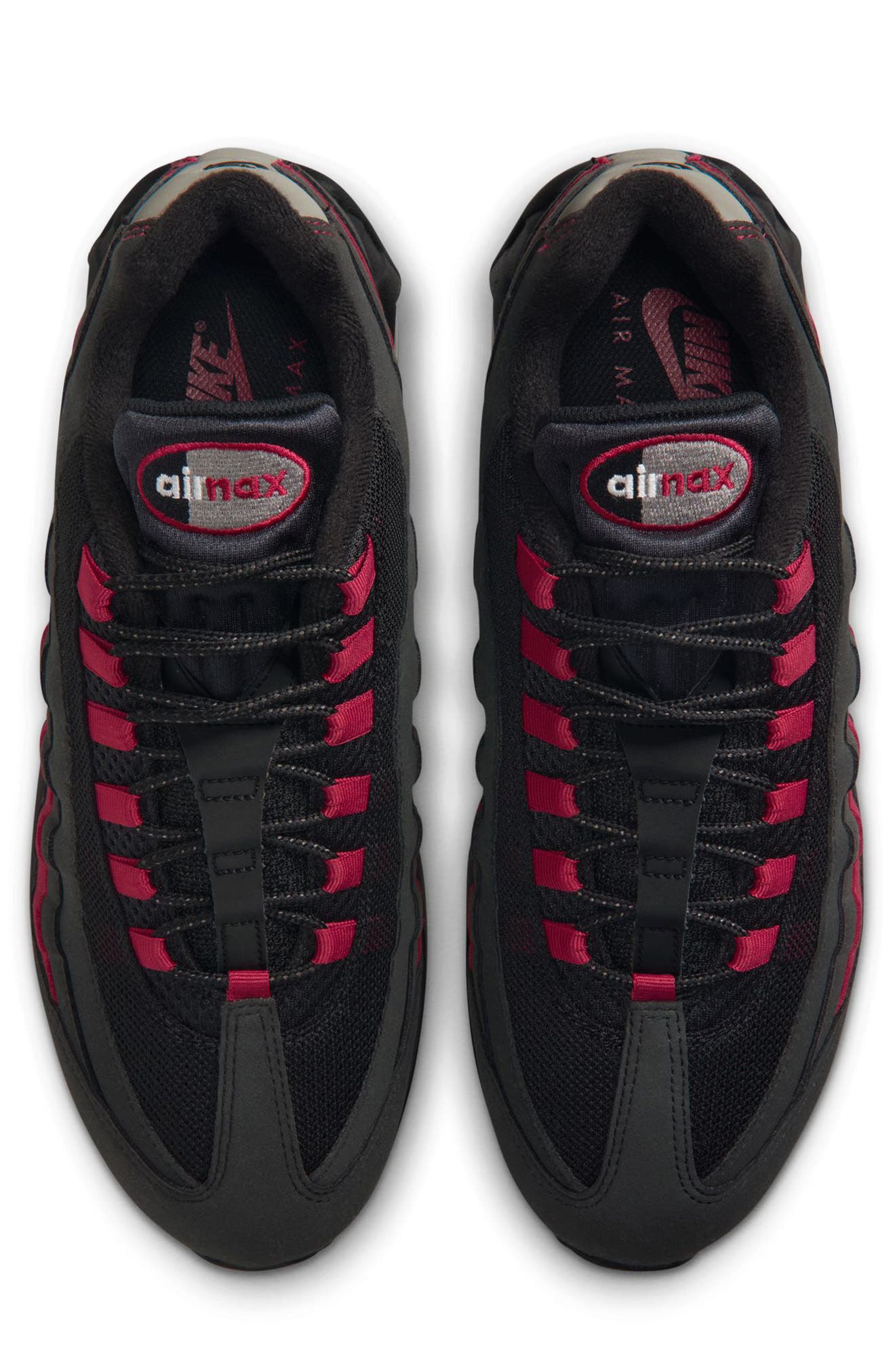 Nike Air Max 95 Sneaker, Alternate, color, Black/ Black/ Crimson/ Grey