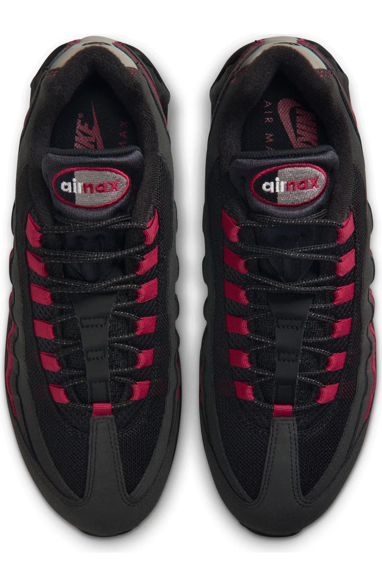 Nike Air Max 95 Sneaker, Alternate, color, Black/ Black/ Crimson/ Grey