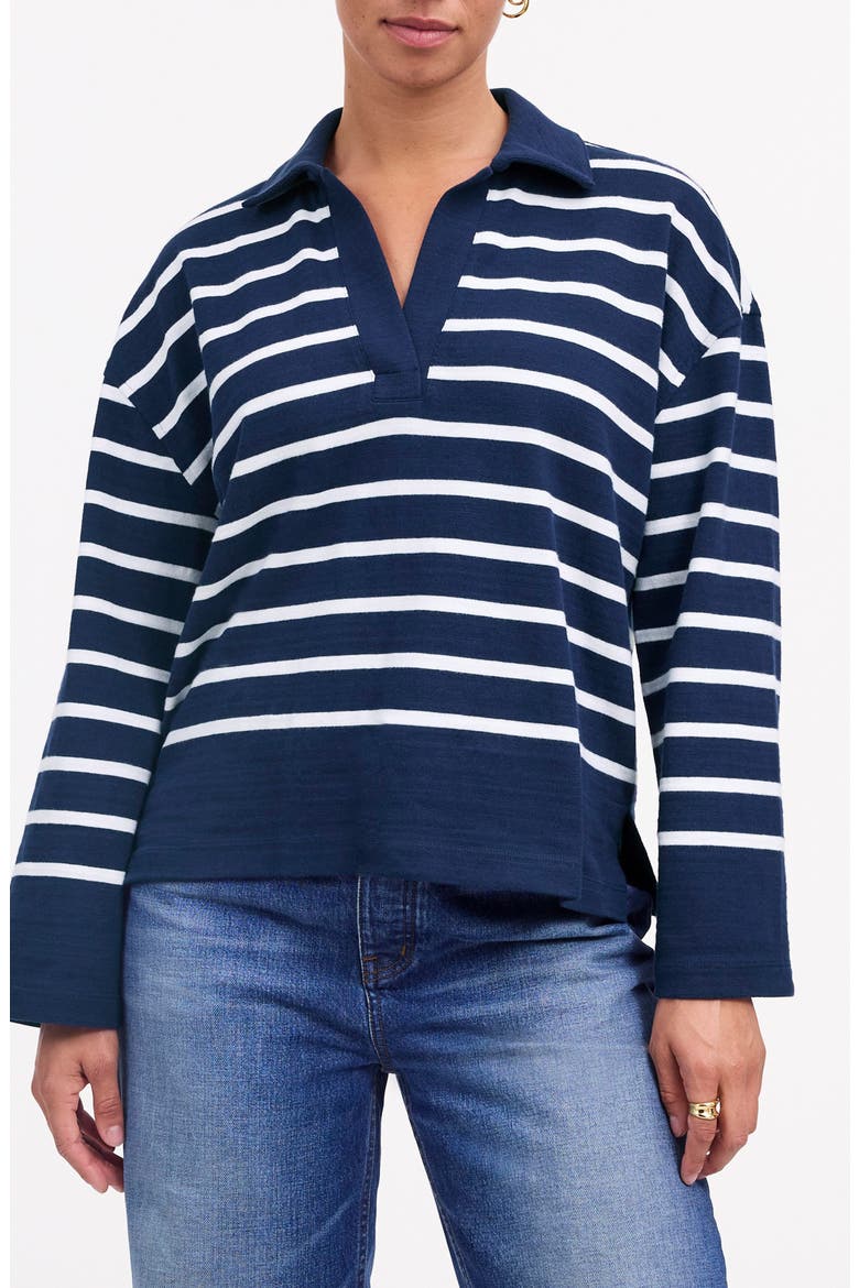 Stripe Long Sleeve Rugby Shirt, Main, color, TRUE MIDNIGHT