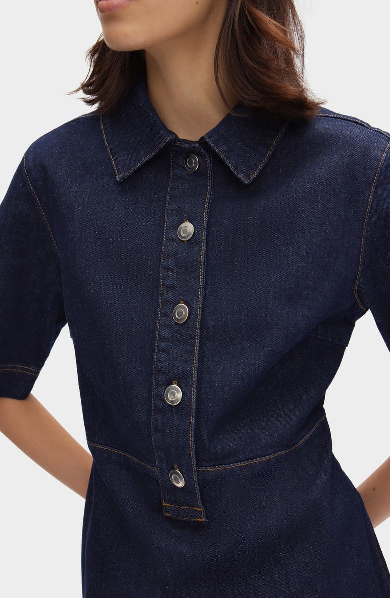 ALIGNE Amber Denim Mini Shirtdress, Alternate, color, Indigo