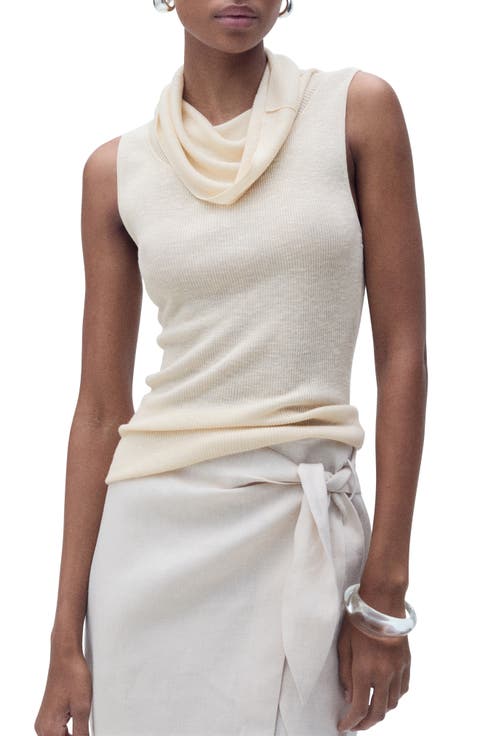 Cowl Neck Sleeveless Rib Top