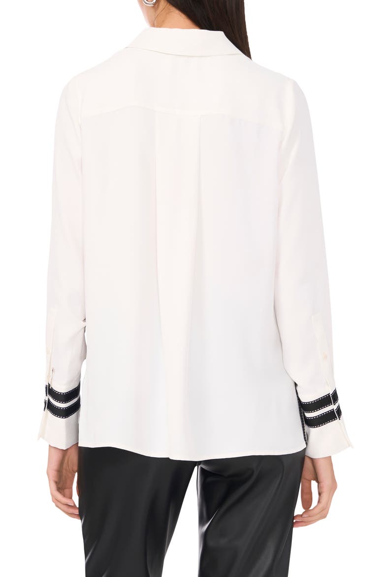 Contrast Stripe Button-Up Shirt, Alternate, color, NEW IVORY
