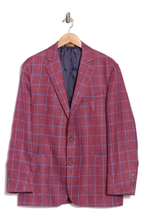 Plaid Linen Two-Button Sport Coat