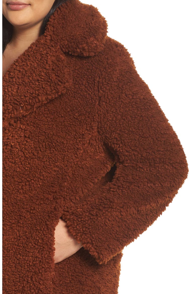 Faux Shearling Coat, Alternate, color, RUST