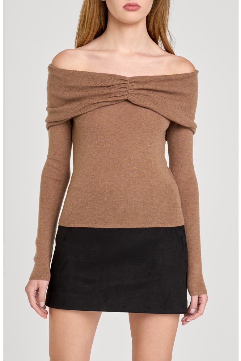 Alice Off the Shoulder Sweater, Main, color, MOCHA