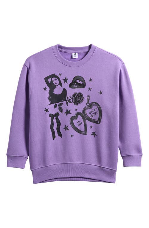 Shop Treasure & Bond Kids' Oversize Graphic Sweatshirt In Purple Petal Olivia Rodrigo