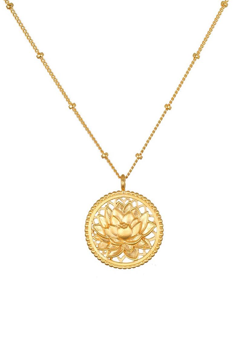 Blessed Beginnings Lotus Necklace, Main, color, Gold