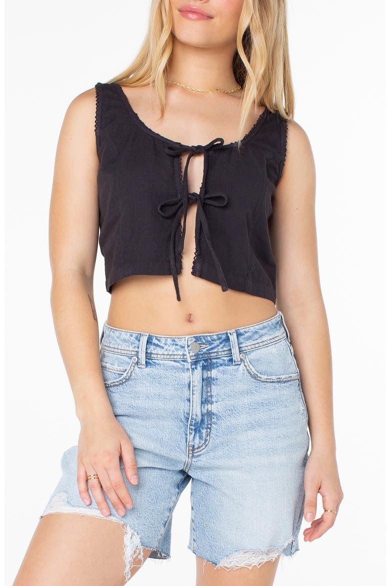 Kayla Sleeveless Cotton Tie Front Top, Main, color, PHANTOM SOLID