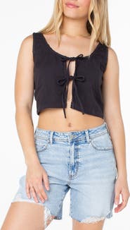 Roxy Kayla Sleeveless Cotton Tie Front Top