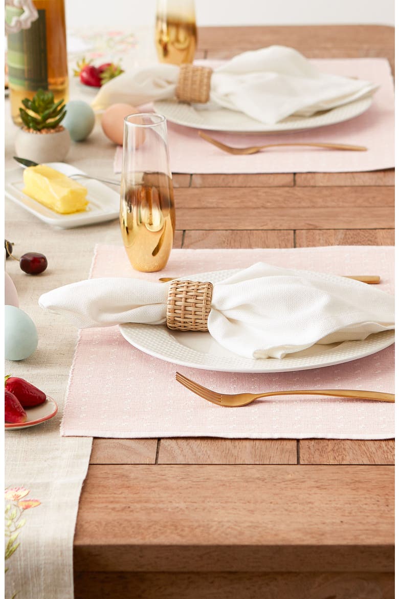 Rose Dobby Dot Rib Set of 4 Placemats, Alternate, color, PINK