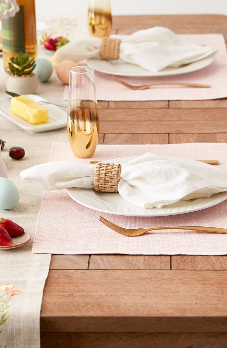 Design Imports Rose Dobby Dot Rib Set of 4 Placemats, Alternate, color, Pink