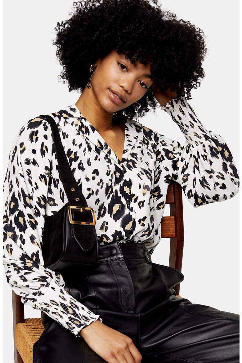 Scribble Animal Print Top, Alternate, color, WHITE MULTI