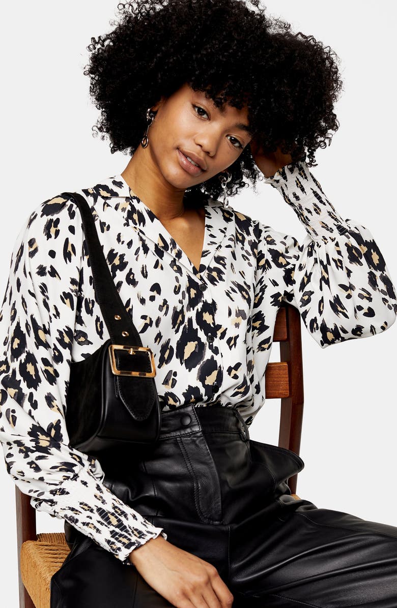 Topshop Scribble Animal Print Top, Alternate, color, 