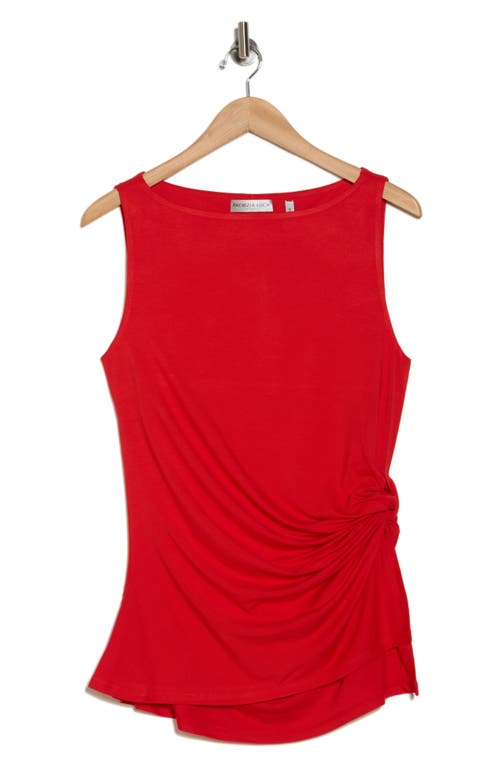 Patrizia Luca Side Ruched Sleeveless Top In Red
