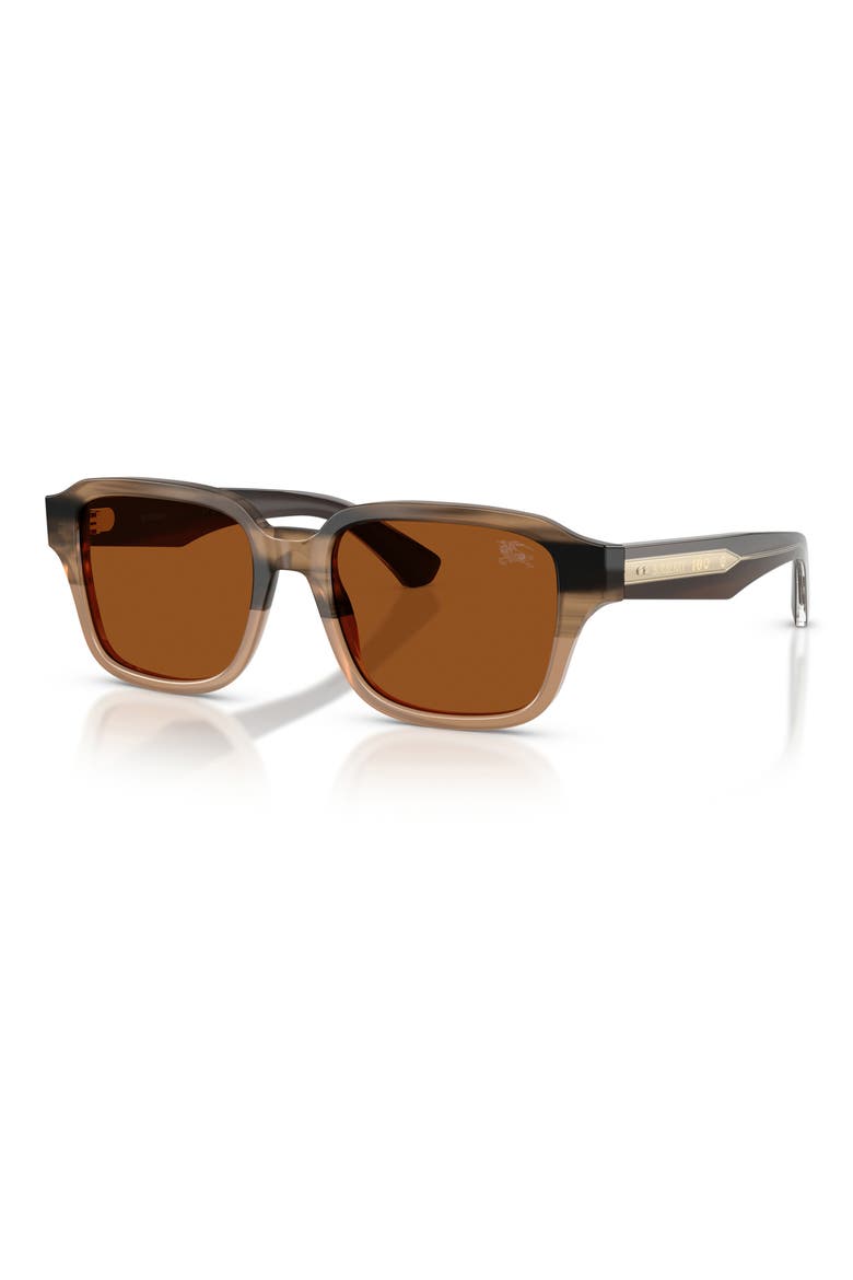 53mm Square Sunglasses, Alternate, color, STRIPED BEIGE / DARK BROWN