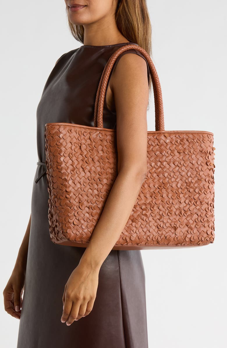 Sam Edelman Bianka Woven Leather Tote Bag, Alternate, color, Cognac