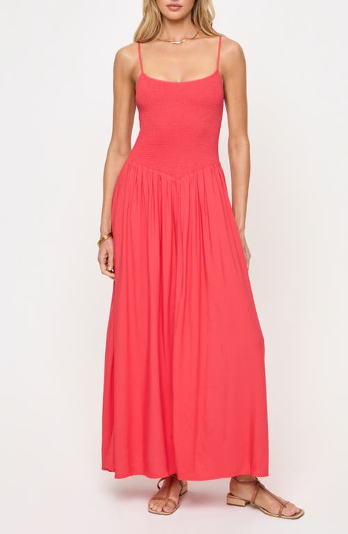 LSPACE Misha Smocked Bodice Cover-Up Cotton Maxi Dress in Pout at Nordstrom, Size Small