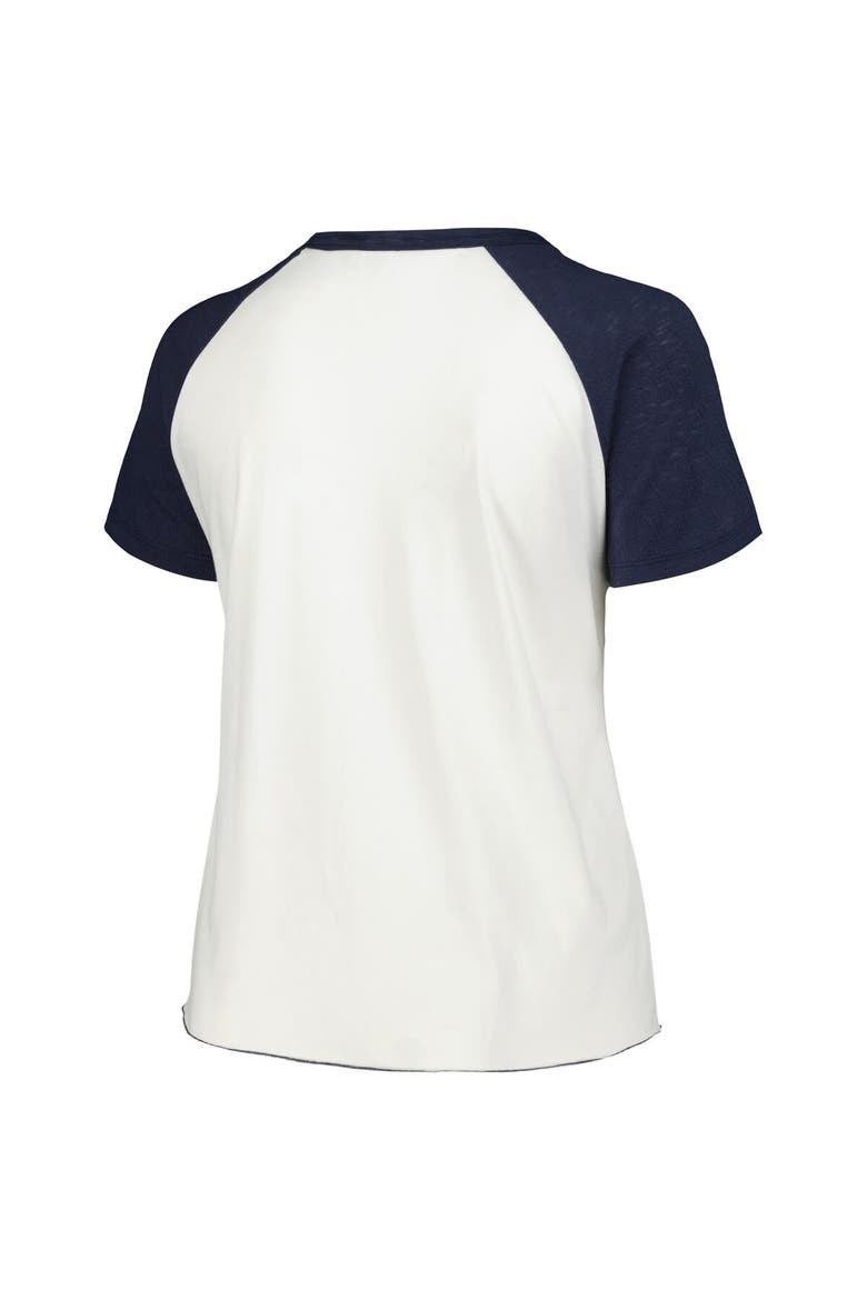 Women's Soft as a Grape White Cleveland Guardians Plus Size Baseball Raglan T-Shirt, Alternate, color, White