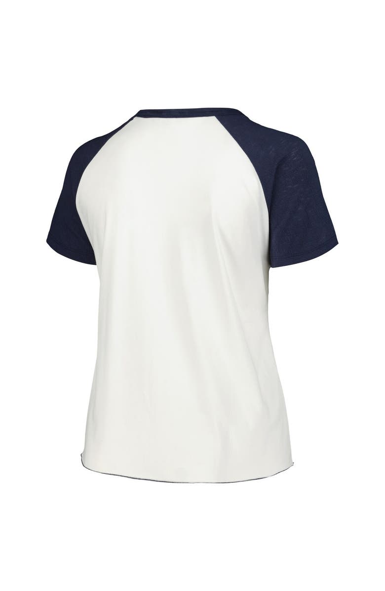 SOFT AS A GRAPE Women's Soft as a Grape White Cleveland Guardians Plus Size Baseball Raglan T-Shirt, Alternate, color,