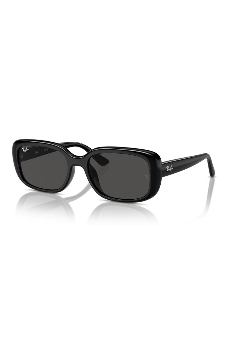 56mm Pillow Rectangular Sunglasses, Alternate, color, DARK GREY/ BLACK