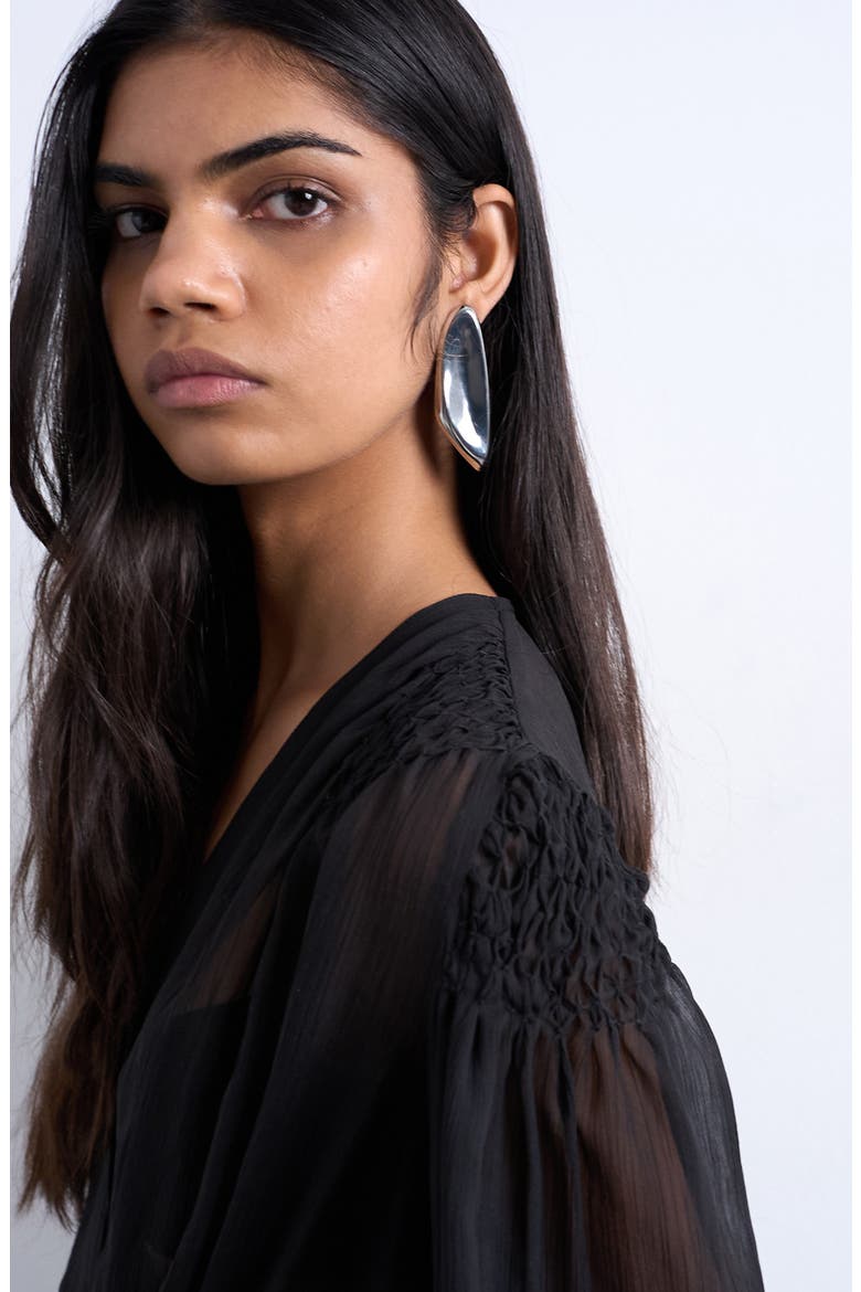 Sheer Peplum Top, Alternate, color, BLACK