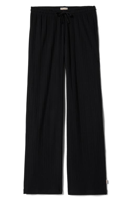 Brixton Cotton Pointelle Drawstring Pants In Black