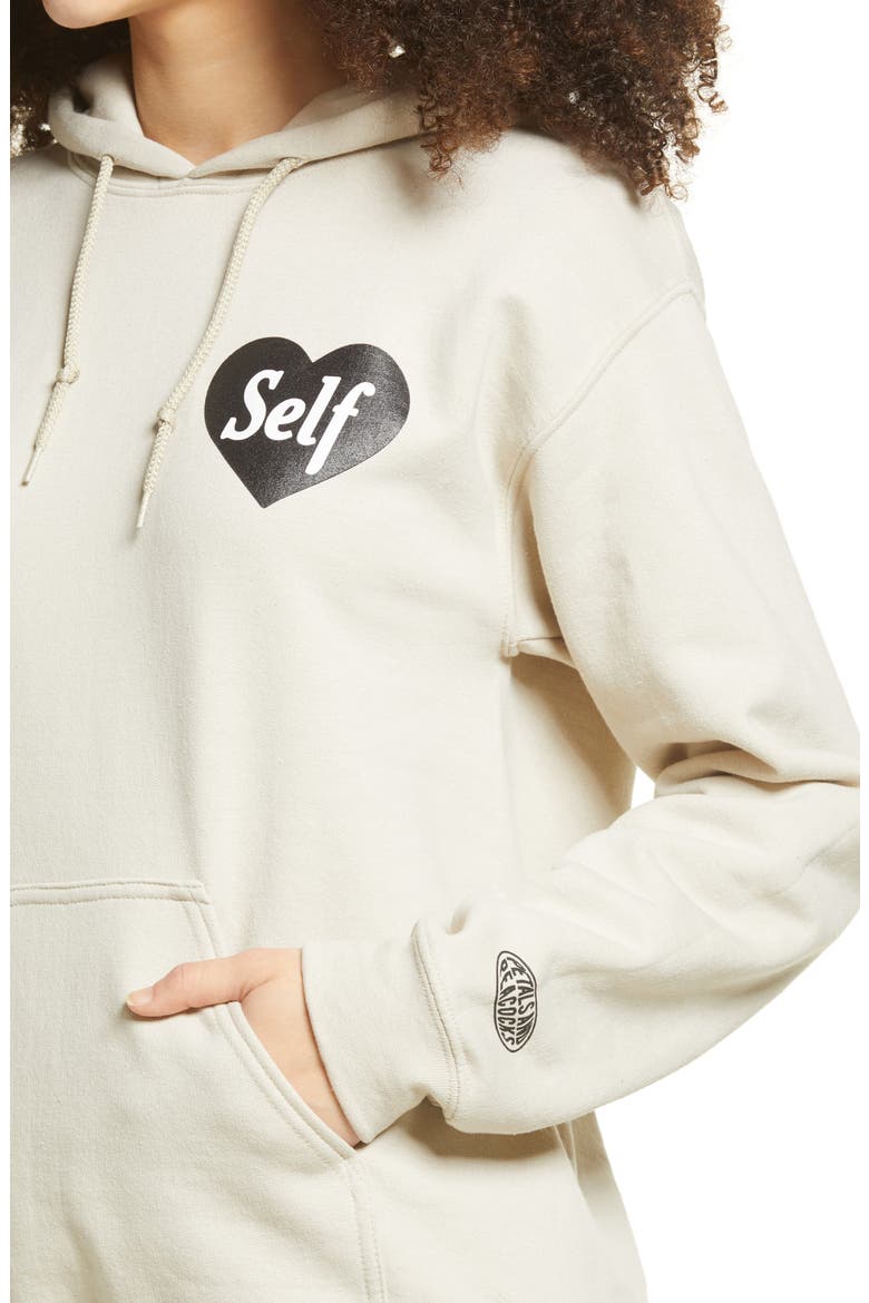 Petals and Peacock Self Love Hoodie, Alternate, color, SAND
