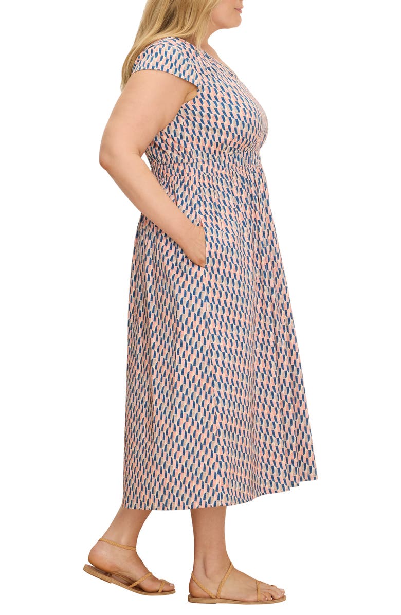 NIC+ZOE Sideways Dierdre Cap Sleeve Stretch Cotton Midi Dress, Alternate, color, Pink Multi