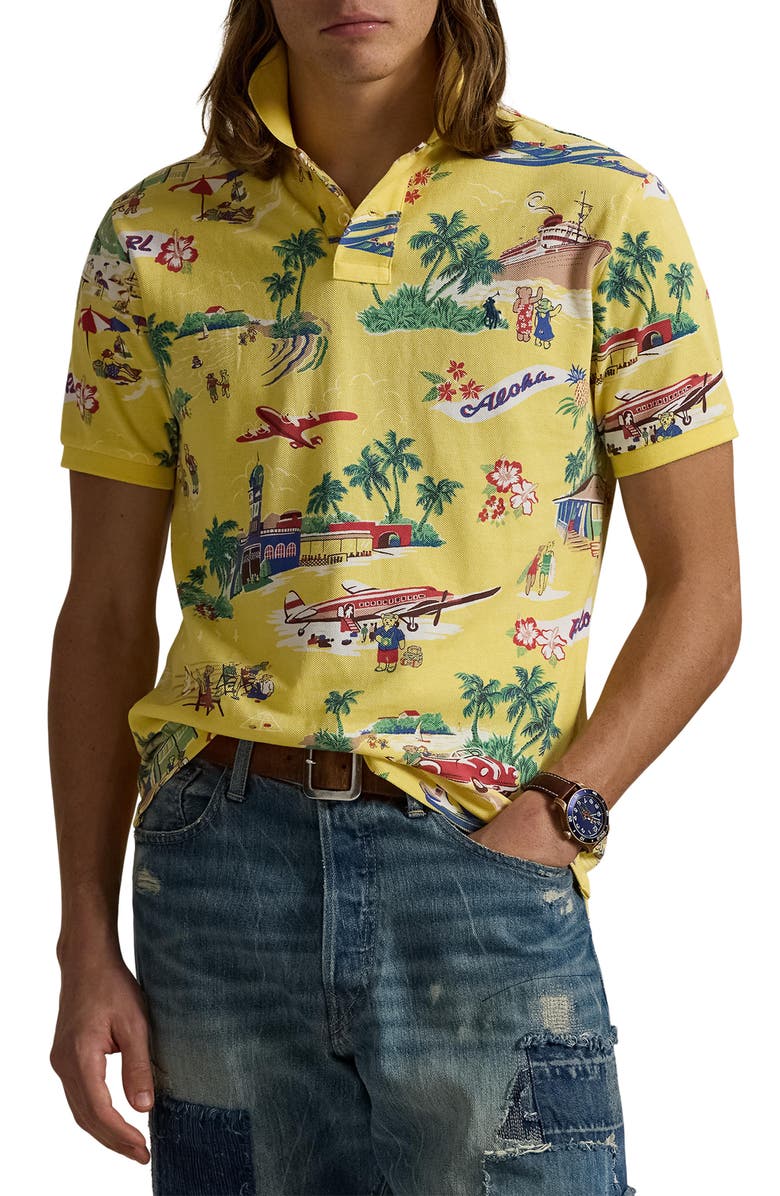Polo Ralph Lauren Aloha Print Classic Fit Cotton Piqué Polo, Main, color, 