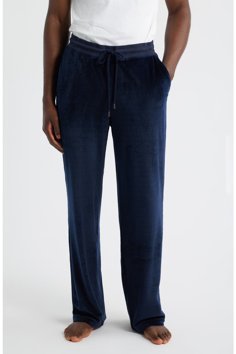 Angled Stripe Velour Pajama Pants, Main, color, NAVY