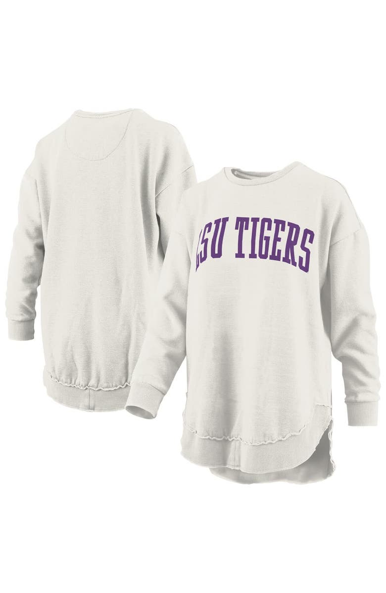 PRESSBOX Women's Pressbox Oatmeal LSU Tigers Melange Poncho Vintage Fleece Long Sleeve Pullover Sweatshirt, Alternate, color, Oatmeal