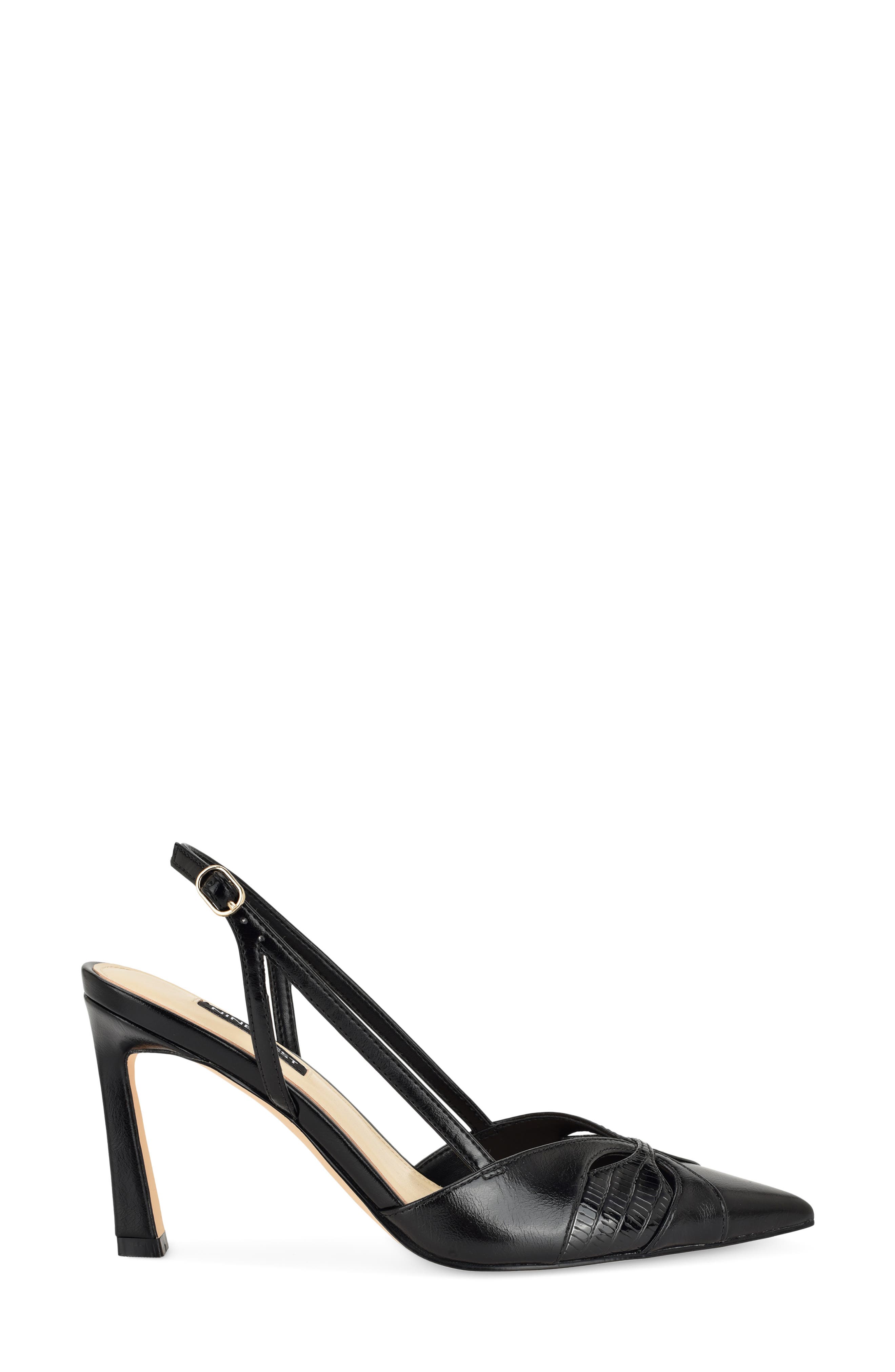 Darella Pointed Toe Slingback Pump, Alternate, color, BLACK