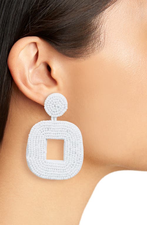 Nordstrom Beaded Square Drop Earrings In White