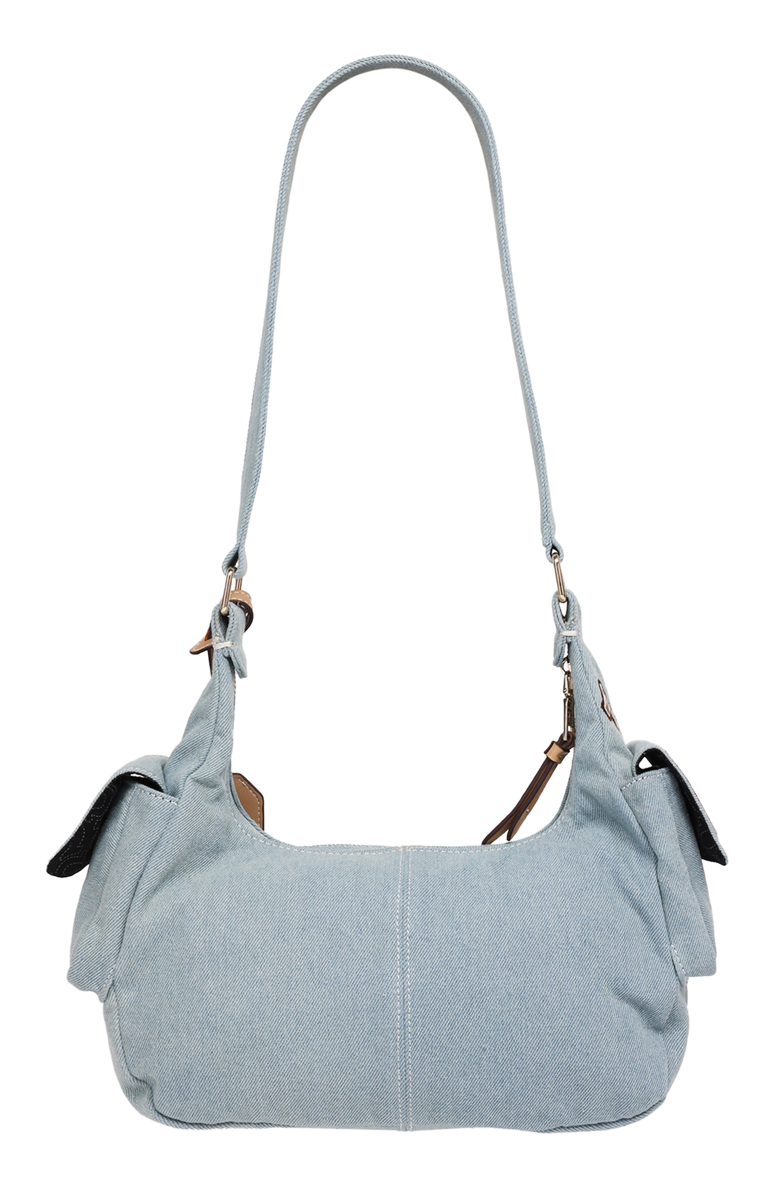 True Religion Multipatch Denim Hobo Bag, Alternate, color, Denim