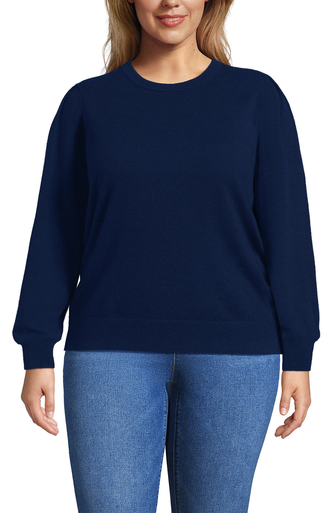 Cashmere Puff Sleeve Crew Neck Sweater - image 3