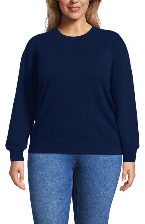 Cashmere Puff Sleeve Crew Neck Sweater