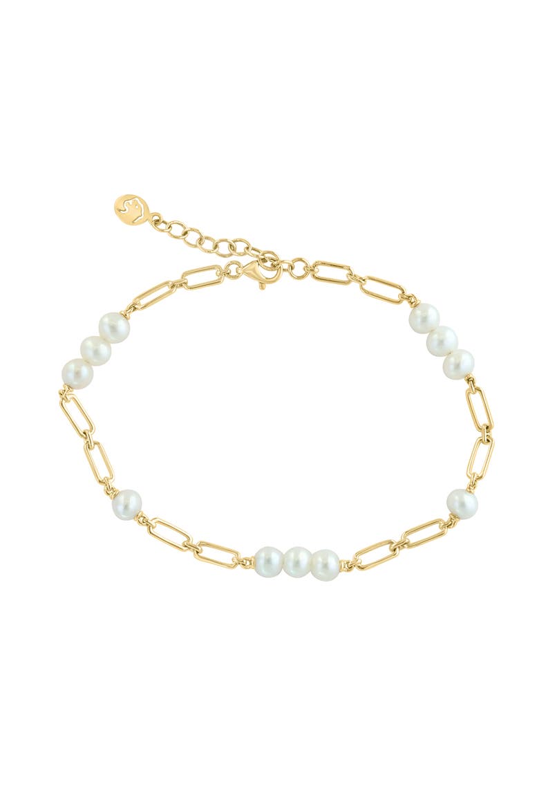 14K ,Fresh Water Pearl Bracelet, Main, color, Hematite and FW Blush Pearl