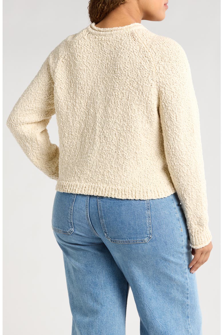 Fitted Crewneck Cardigan, Alternate, color, IVORY DOVE